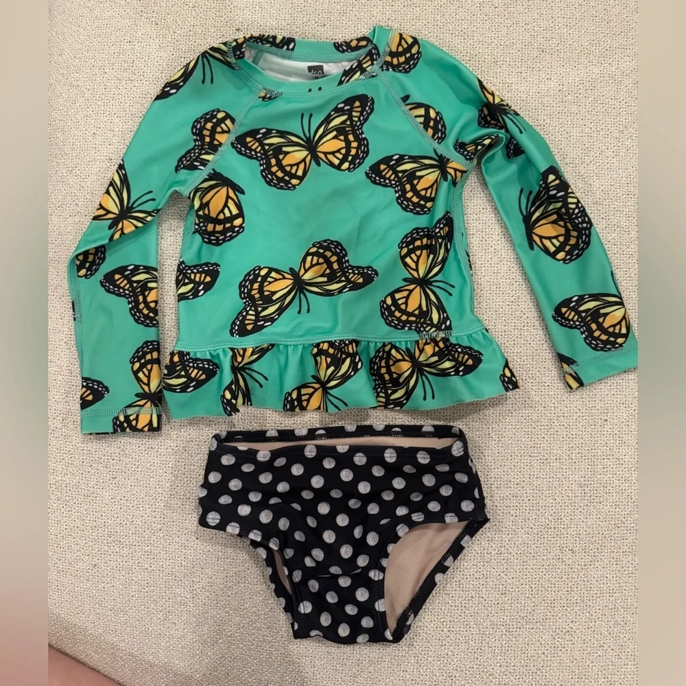 Tea Collection Butterfly Rash Guard  Swimsuit Set Toddler Girl 18-24 months